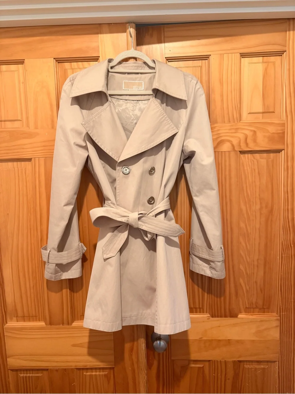 Michael Kors Women's Light Taupe Double-Breasted Trench Coat
